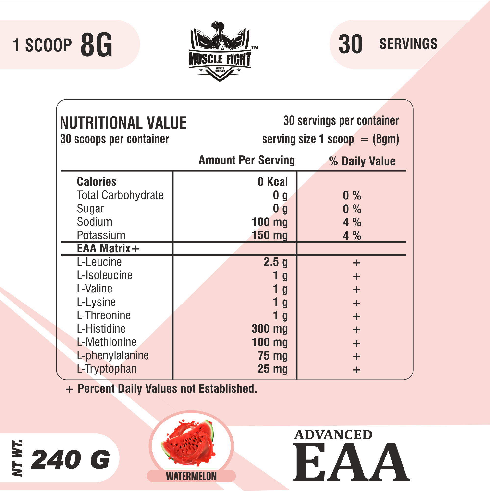 purvit Muscle Fight Eaa Essential Amino Acids Watermelon 240g Health